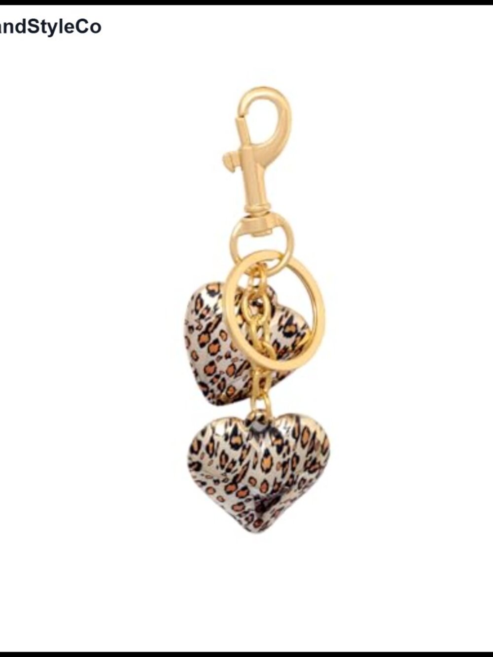 Leopard Print Heart Bow Keychain Metal Resin Charm Purse Handbag Backpack